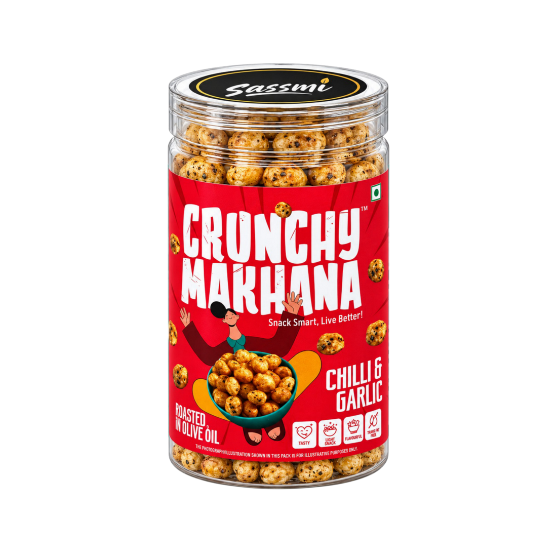 Makhana - Chilli & Garlic Jar (Flavoured Fox Nuts) | Crunchy Makhana