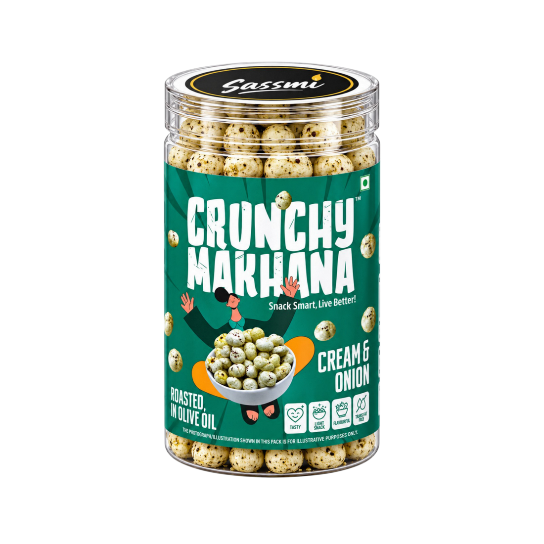 Makhana - Cream & Onion Jar (Flavoured Fox Nuts) | Crunchy Makhana