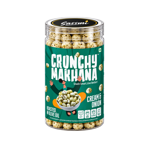 Cream and onion makhana jar, 70 g roasted fox nuts by Crunchy Makhana