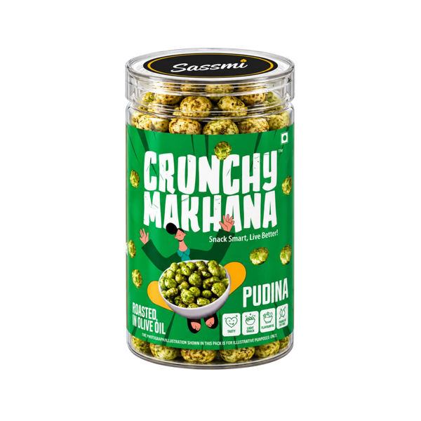 Pudina makhana jar, 70 g roasted mint fox nuts by Crunchy Makhana